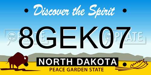 8GEK07 North Dakota License Plate