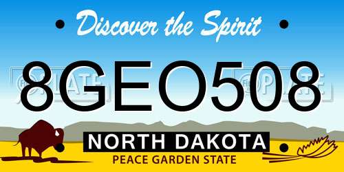 8GEO508 North Dakota License Plate