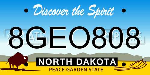 8GEO808 North Dakota License Plate