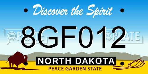 8GF012 North Dakota License Plate