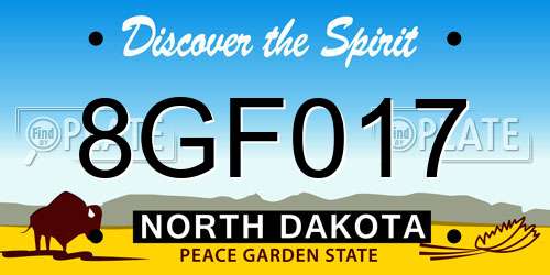 8GF017 North Dakota License Plate