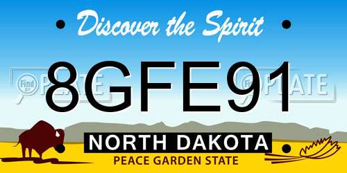 8GFE91 North Dakota License Plate