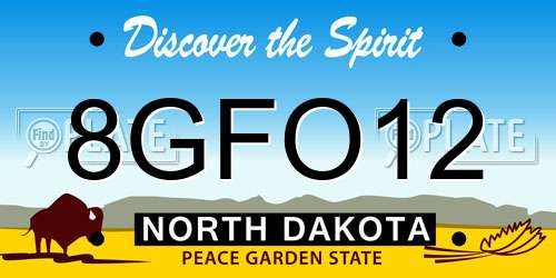 8GFO12 North Dakota License Plate