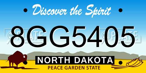 8GG5405 North Dakota License Plate