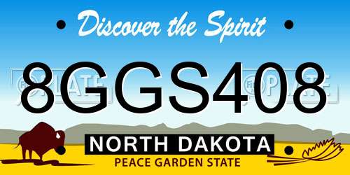 8GGS408 North Dakota License Plate