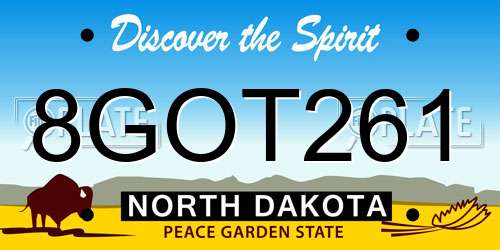 8GOT261 North Dakota License Plate