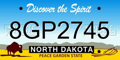 8GP2745 North Dakota License Plate