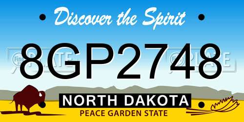 8GP2748 North Dakota License Plate