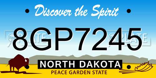 8GP7245 North Dakota License Plate