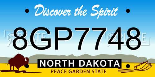 8GP7748 North Dakota License Plate