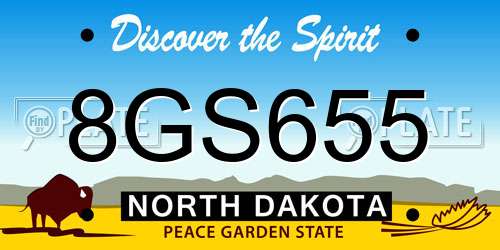 8GS655 North Dakota License Plate
