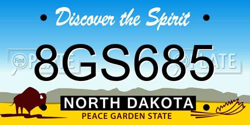 8GS685 North Dakota License Plate
