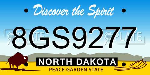 8GS9277 North Dakota License Plate