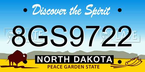 8GS9722 North Dakota License Plate