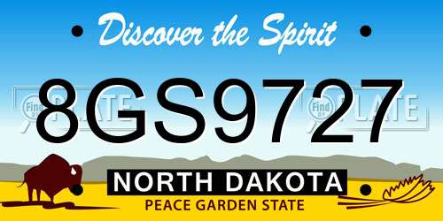 8GS9727 North Dakota License Plate
