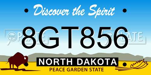 8GT856 North Dakota License Plate