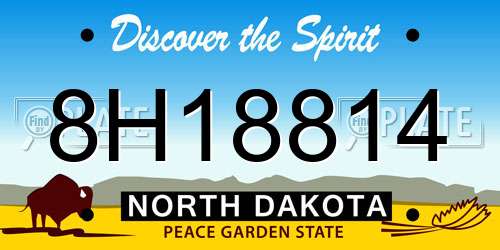 8H18814 North Dakota License Plate