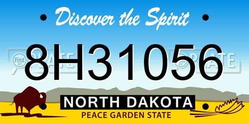 8H31056 North Dakota License Plate
