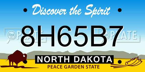 8H65B7 North Dakota License Plate