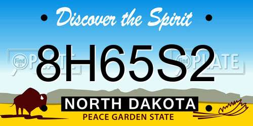 8H65S2 North Dakota License Plate