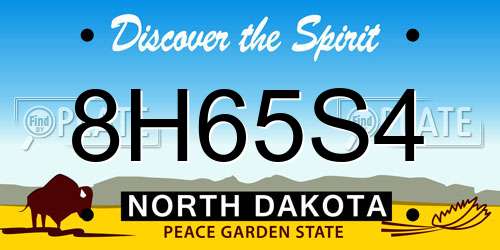 8H65S4 North Dakota License Plate
