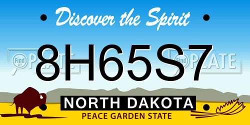 8H65S7 North Dakota License Plate