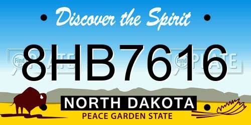 8HB7616 North Dakota License Plate