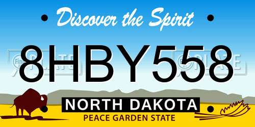 8HBY558 North Dakota License Plate