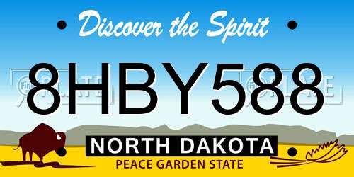 8HBY588 North Dakota License Plate