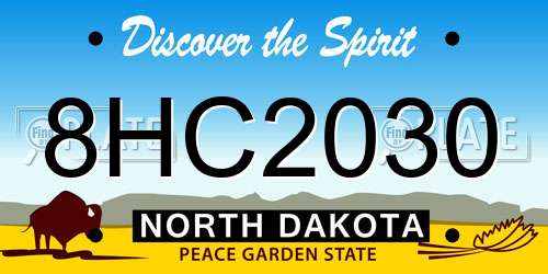 8HC2030 North Dakota License Plate