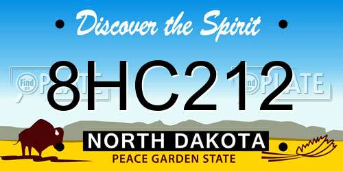 8HC212 North Dakota License Plate