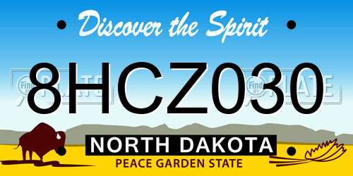 8HCZ030 North Dakota License Plate