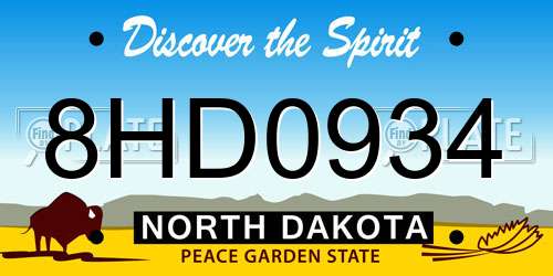 8HD0934 North Dakota License Plate