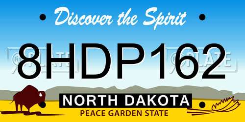 8HDP162 North Dakota License Plate