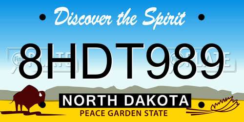 8HDT989 North Dakota License Plate