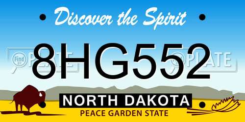 8HG552 North Dakota License Plate