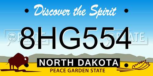 8HG554 North Dakota License Plate