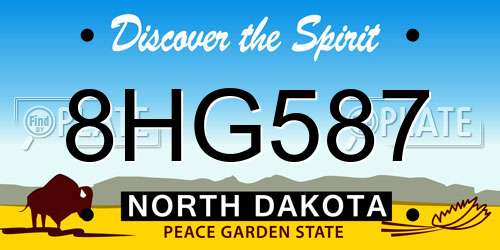 8HG587 North Dakota License Plate