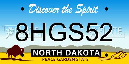 8HGS52 North Dakota License Plate