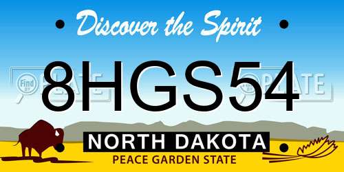 8HGS54 North Dakota License Plate
