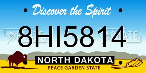 8HI5814 North Dakota License Plate