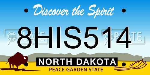 8HIS514 North Dakota License Plate