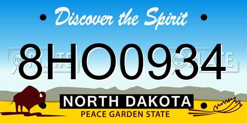 8HO0934 North Dakota License Plate