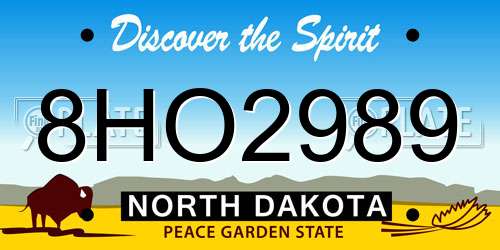 8HO2989 North Dakota License Plate
