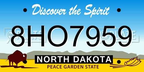 8HO7959 North Dakota License Plate