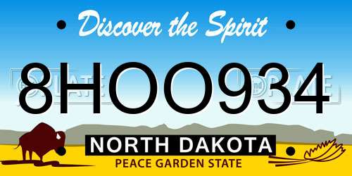 8HOO934 North Dakota License Plate