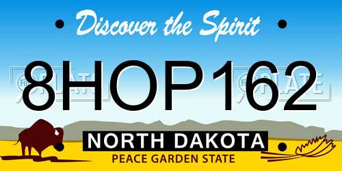 8HOP162 North Dakota License Plate