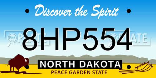 8HP554 North Dakota License Plate