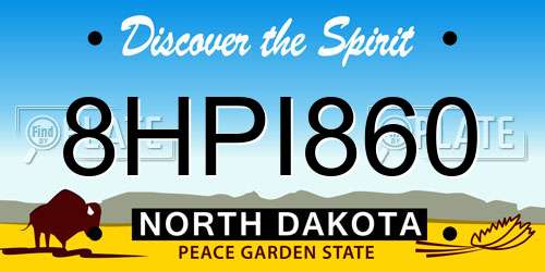 8HPI860 North Dakota License Plate