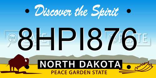 8HPI876 North Dakota License Plate